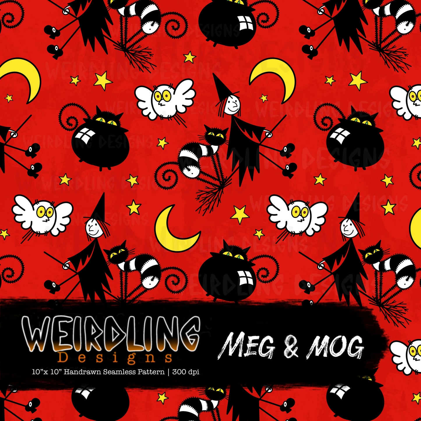 Meg & Mog - Limited Seamless Design- 6 Colourways