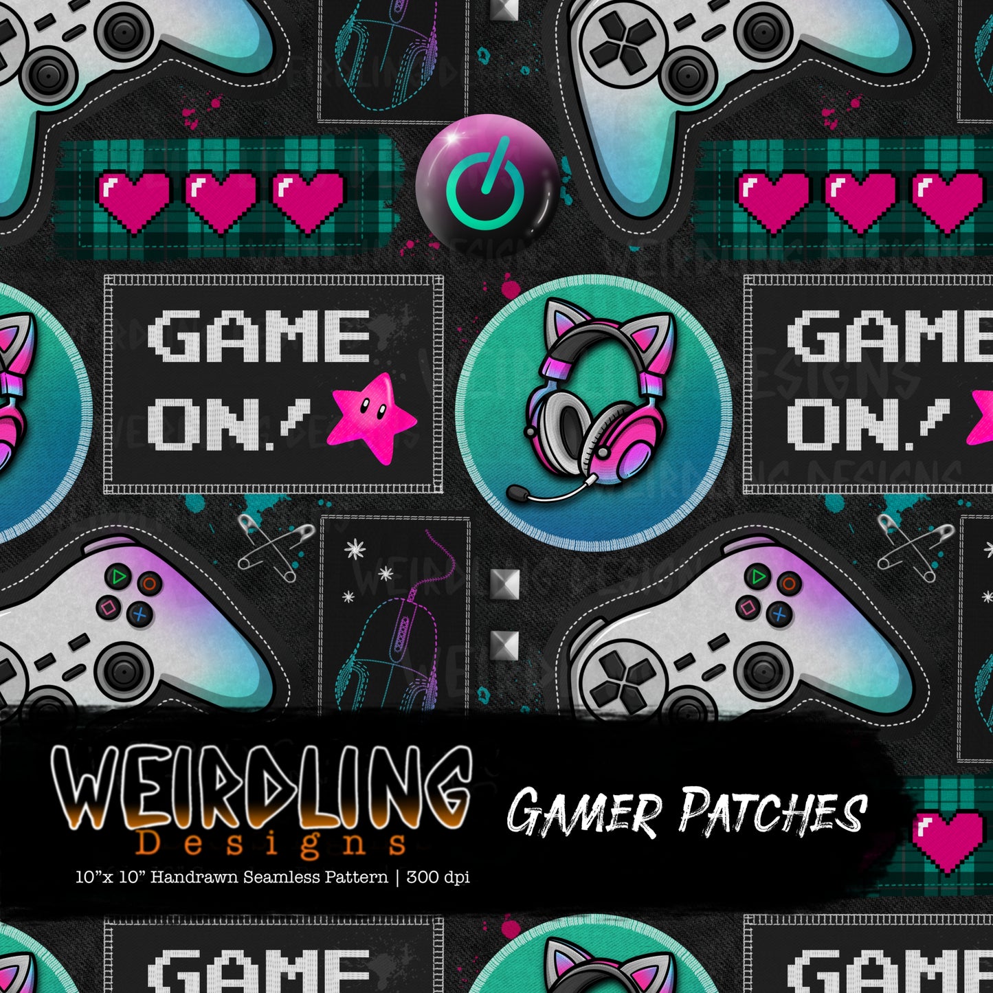 Gamer Patches - Limited Seamless Design- 4 Colourways