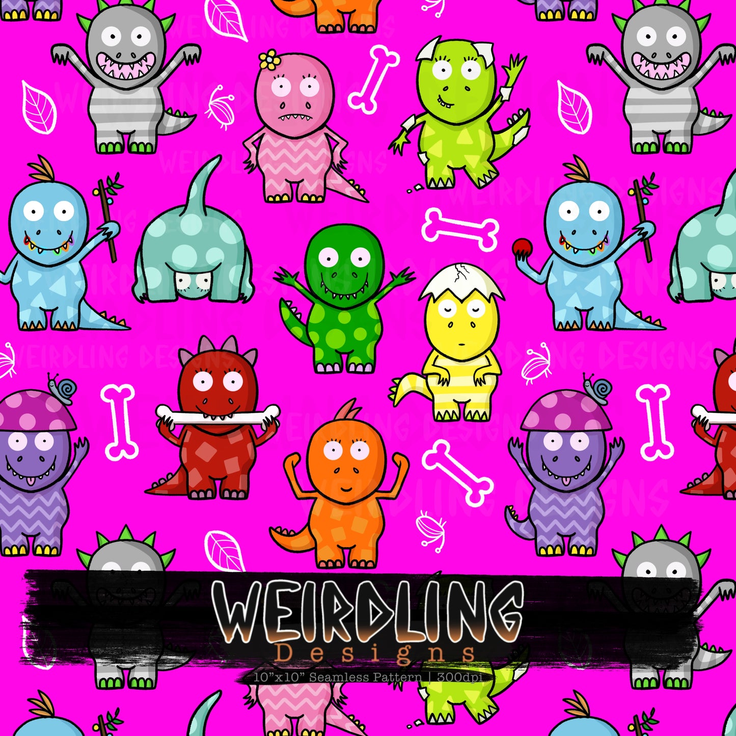 Numerous Little Dinos - Exclusive Seamless Design - 7 Colourways