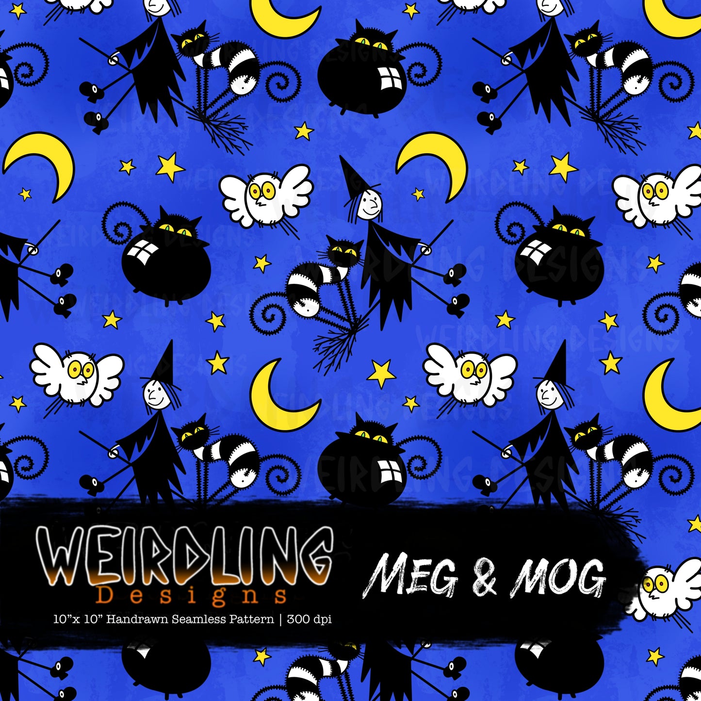 Meg & Mog - Limited Seamless Design- 6 Colourways