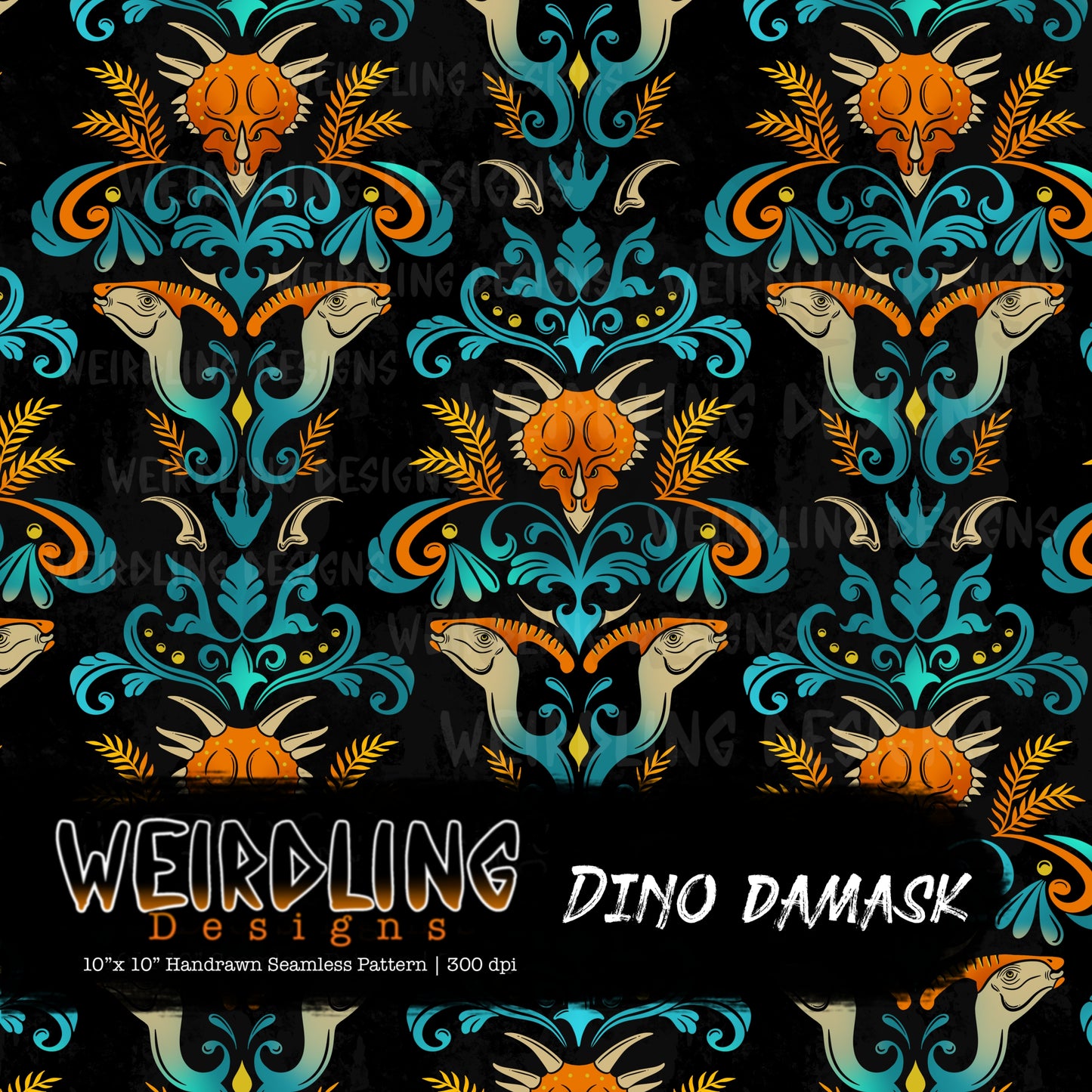 Dino Damask - Limited Seamless Design - 7 Colourways