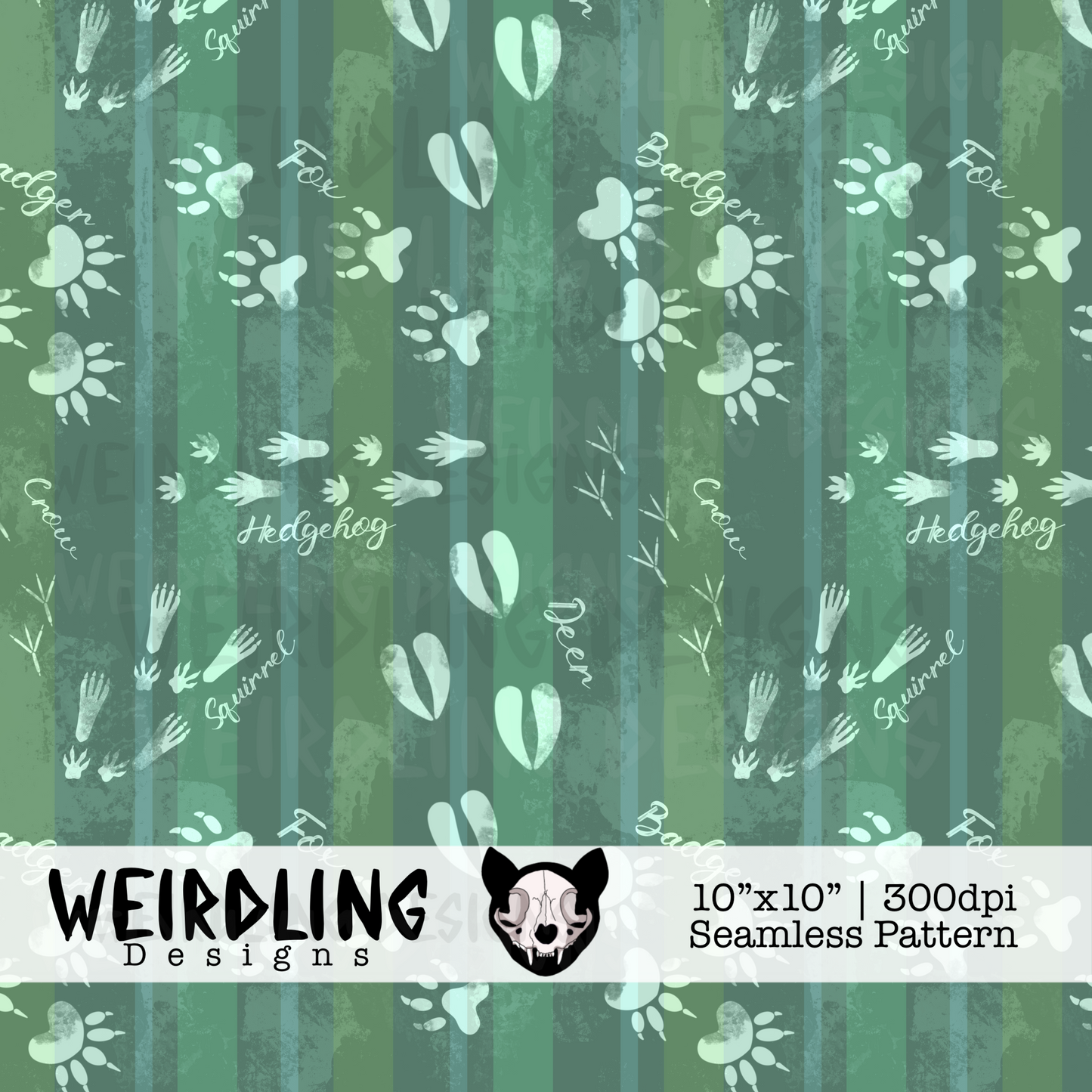 Woodland Tracks - Exclusive Seamless Pattern - 7 colourways