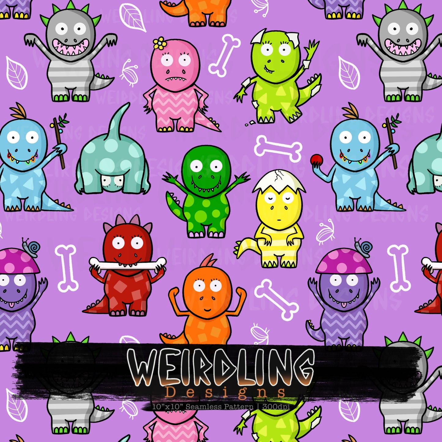 Numerous Little Dinos - Exclusive Seamless Design - 7 Colourways