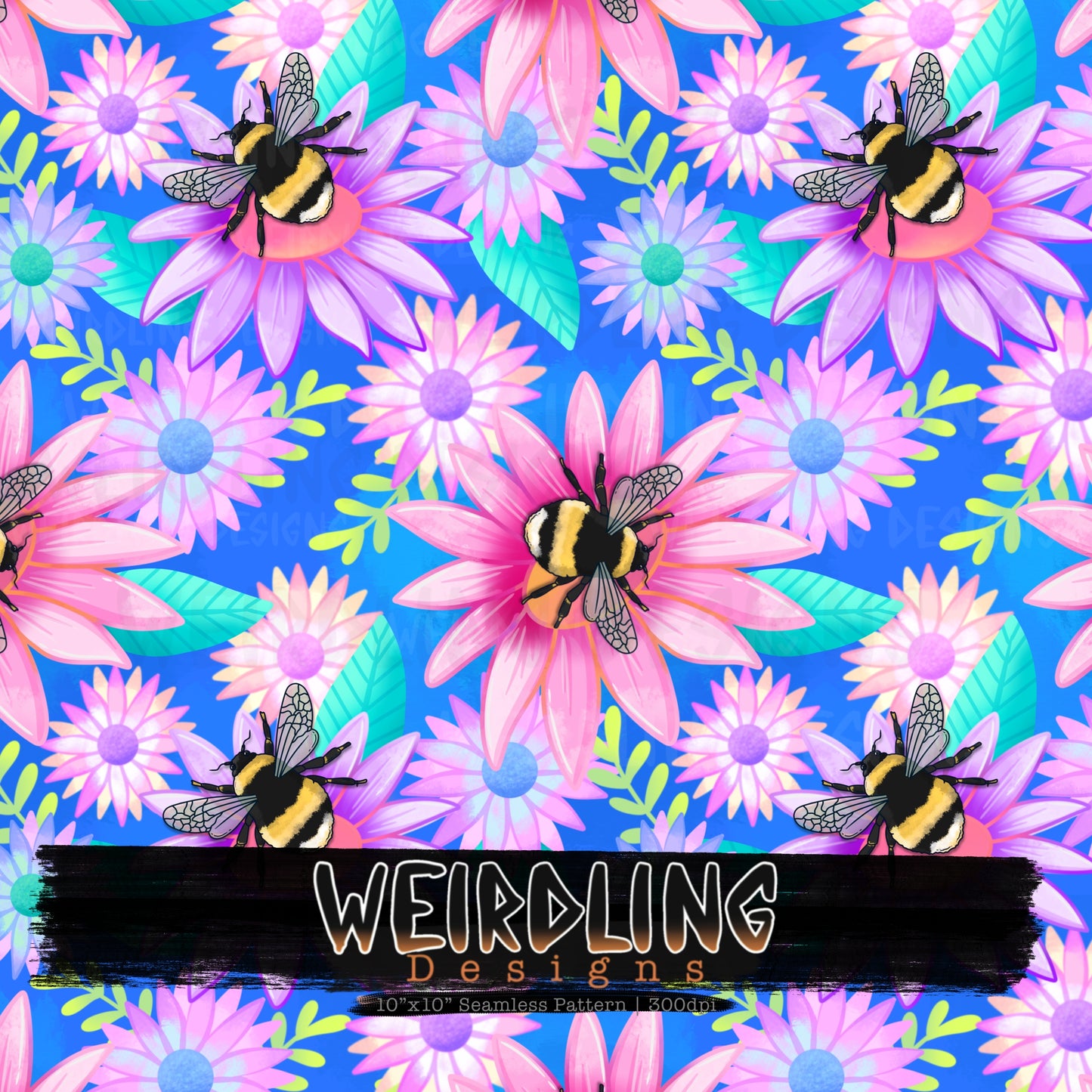 Floral Bees - Limited Seamless Design - 4 colourways