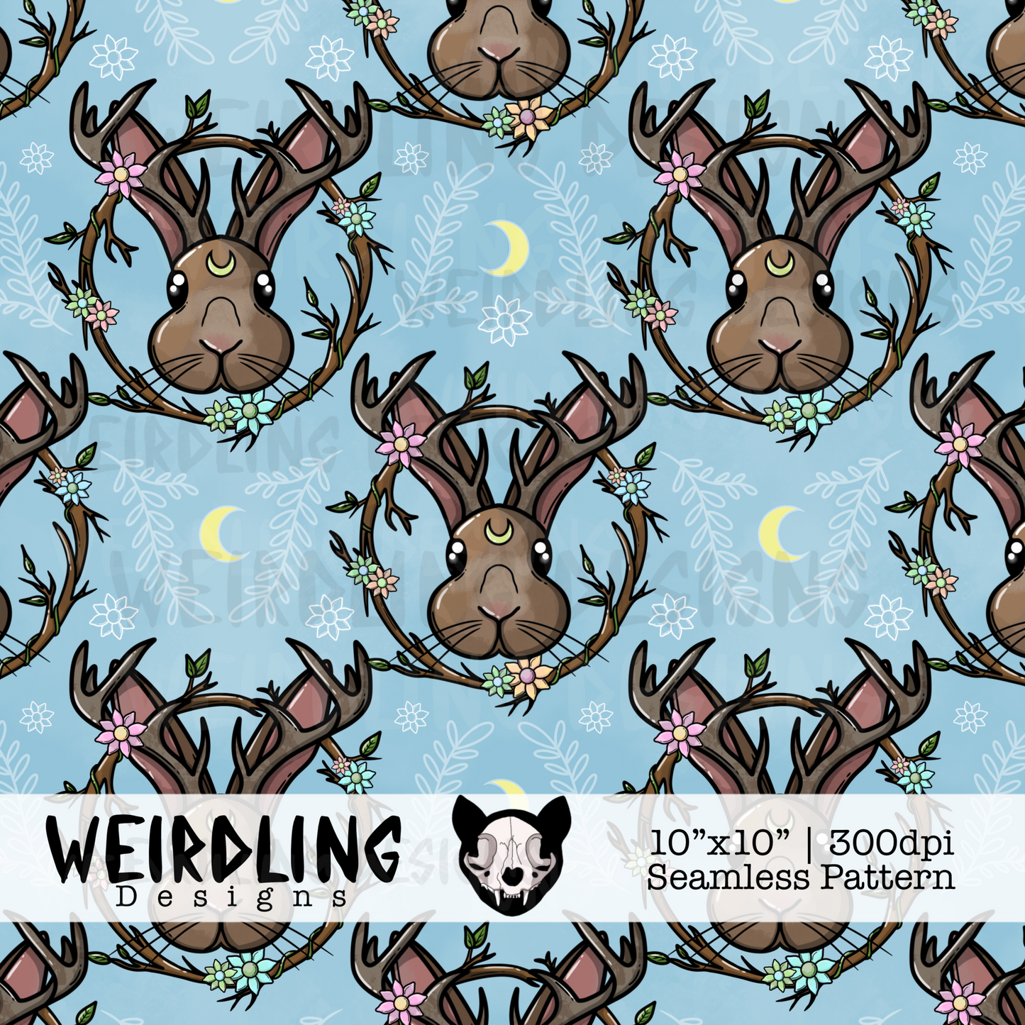 Spring Jackalope - Exclusive Seamless Pattern - 3 colourways