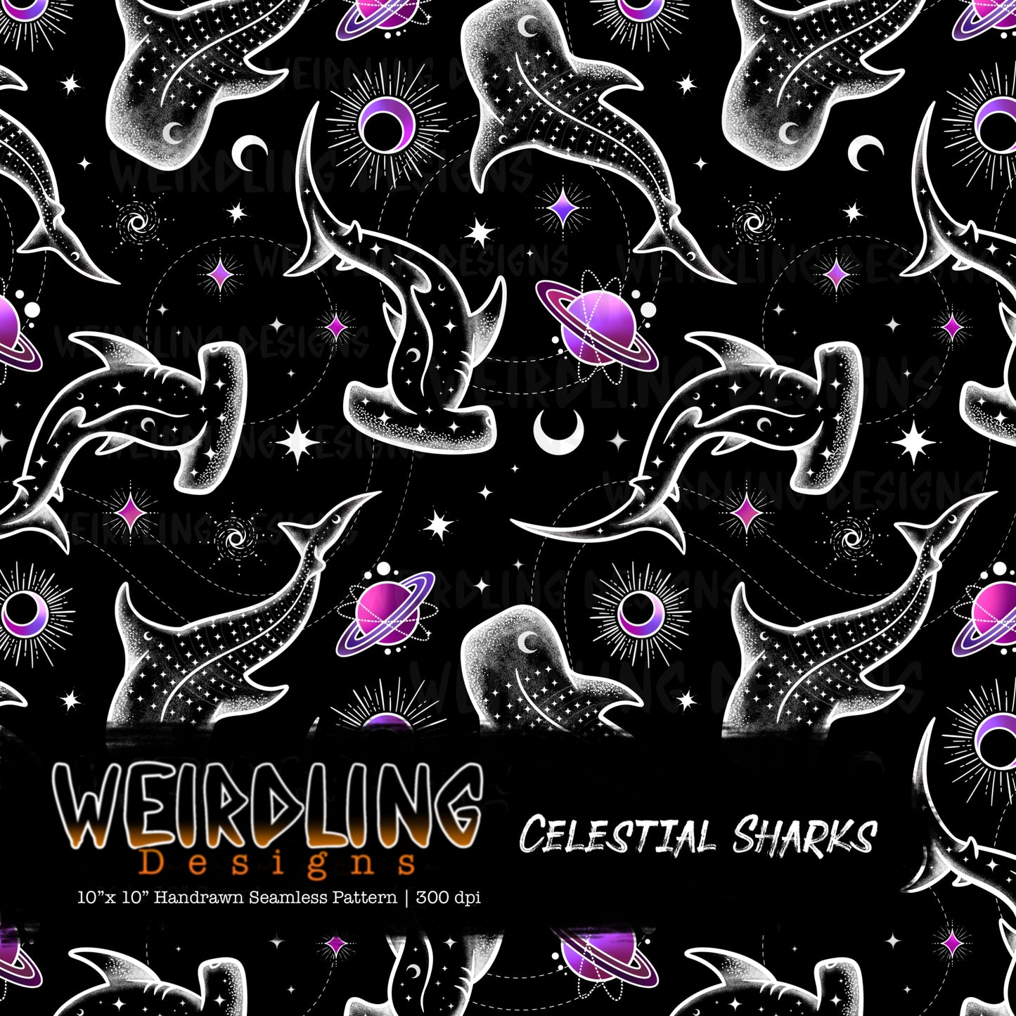 Celestial Sharks - Limited Seamless Design- 5 Colourways