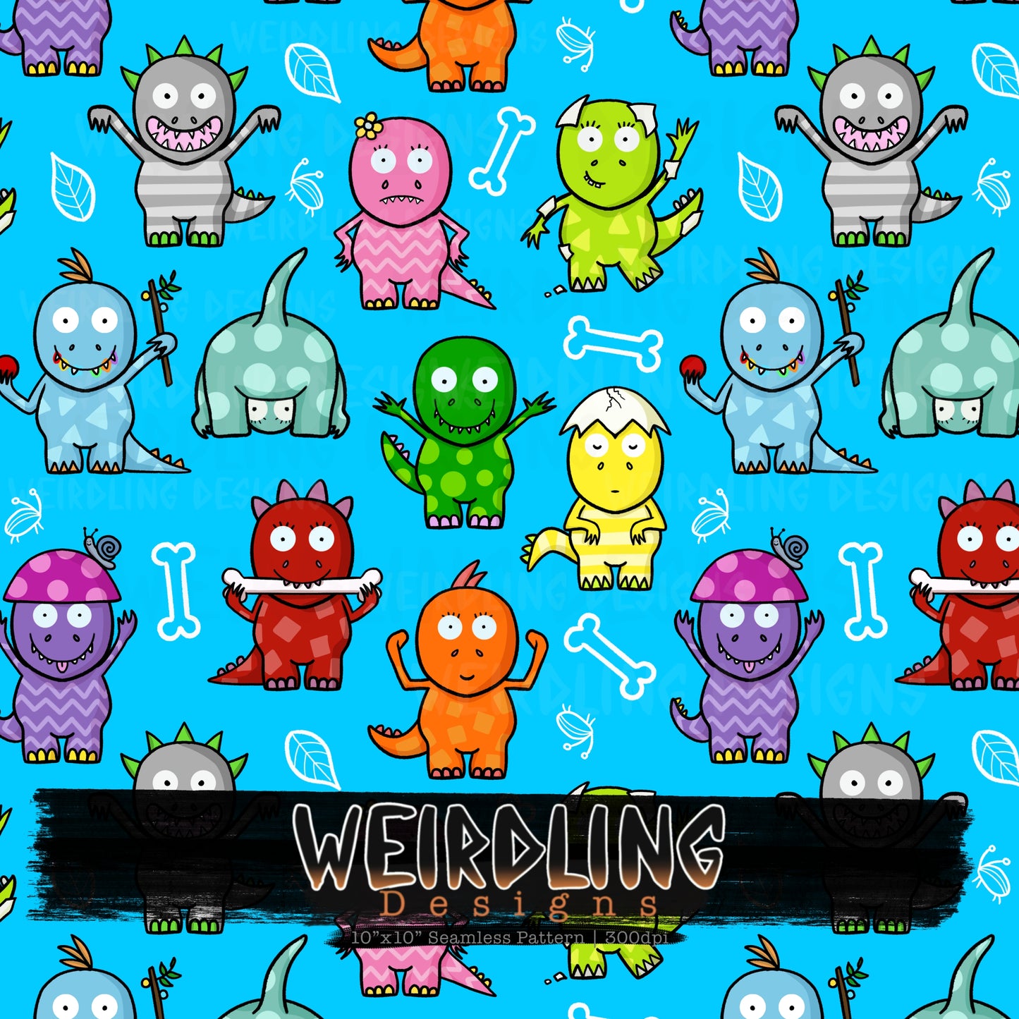 Numerous Little Dinos - Exclusive Seamless Design - 7 Colourways