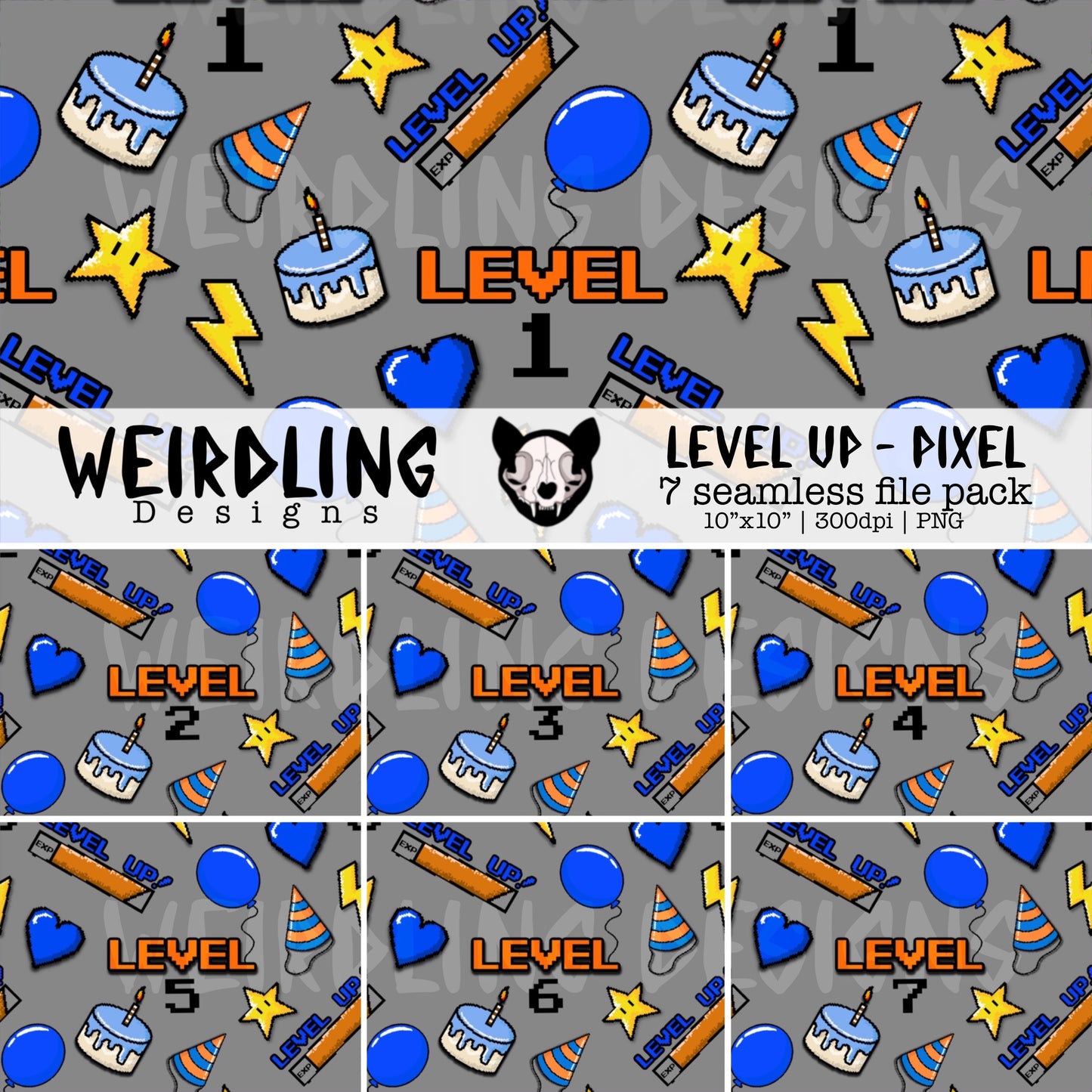 Level Up Pixel - Limited Seamless Birthday Packs - Multiple Colourways