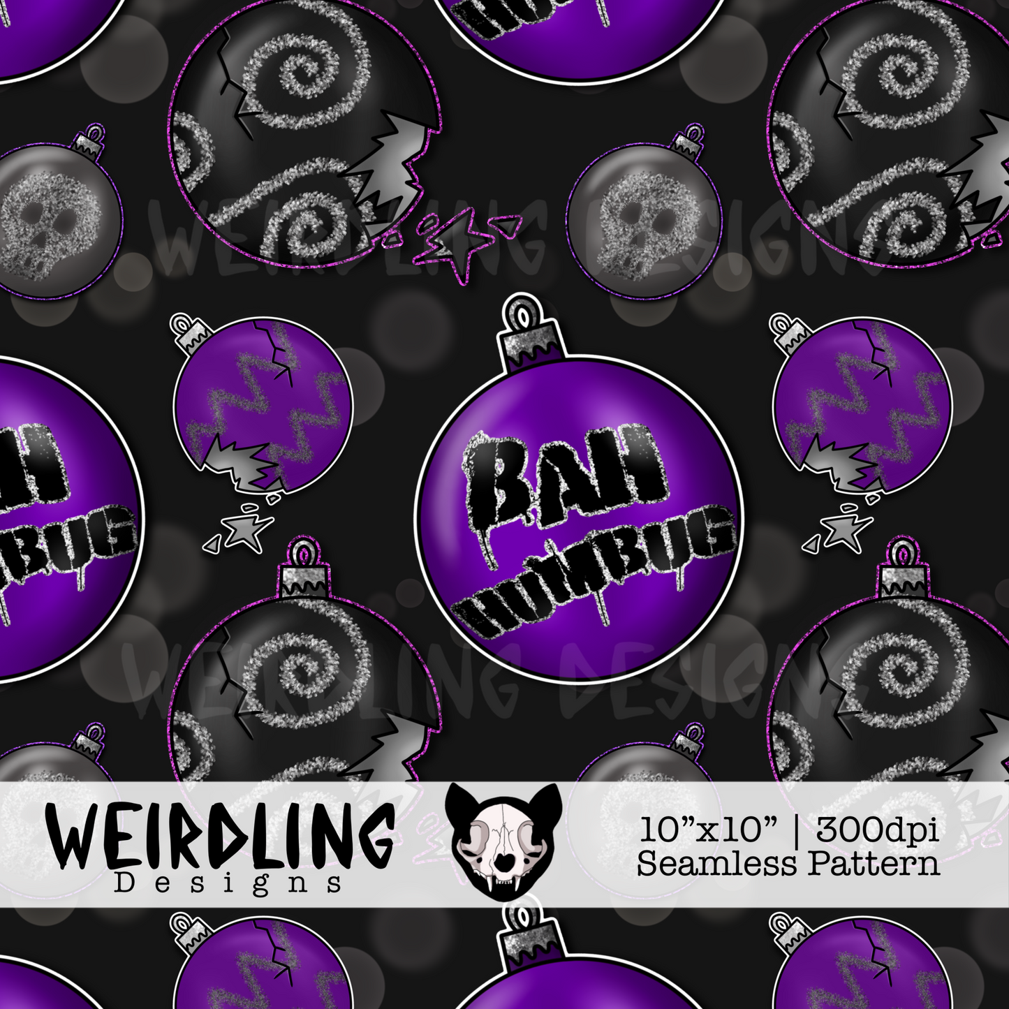 Bah Humbug - Exclusive Seamless Pattern - Multiple Colourways