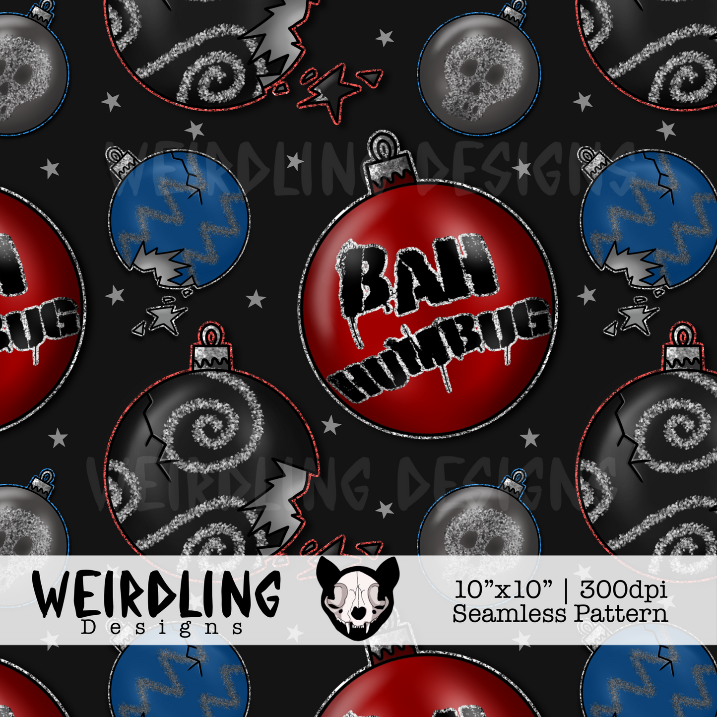 Bah Humbug - Exclusive Seamless Pattern - Multiple Colourways