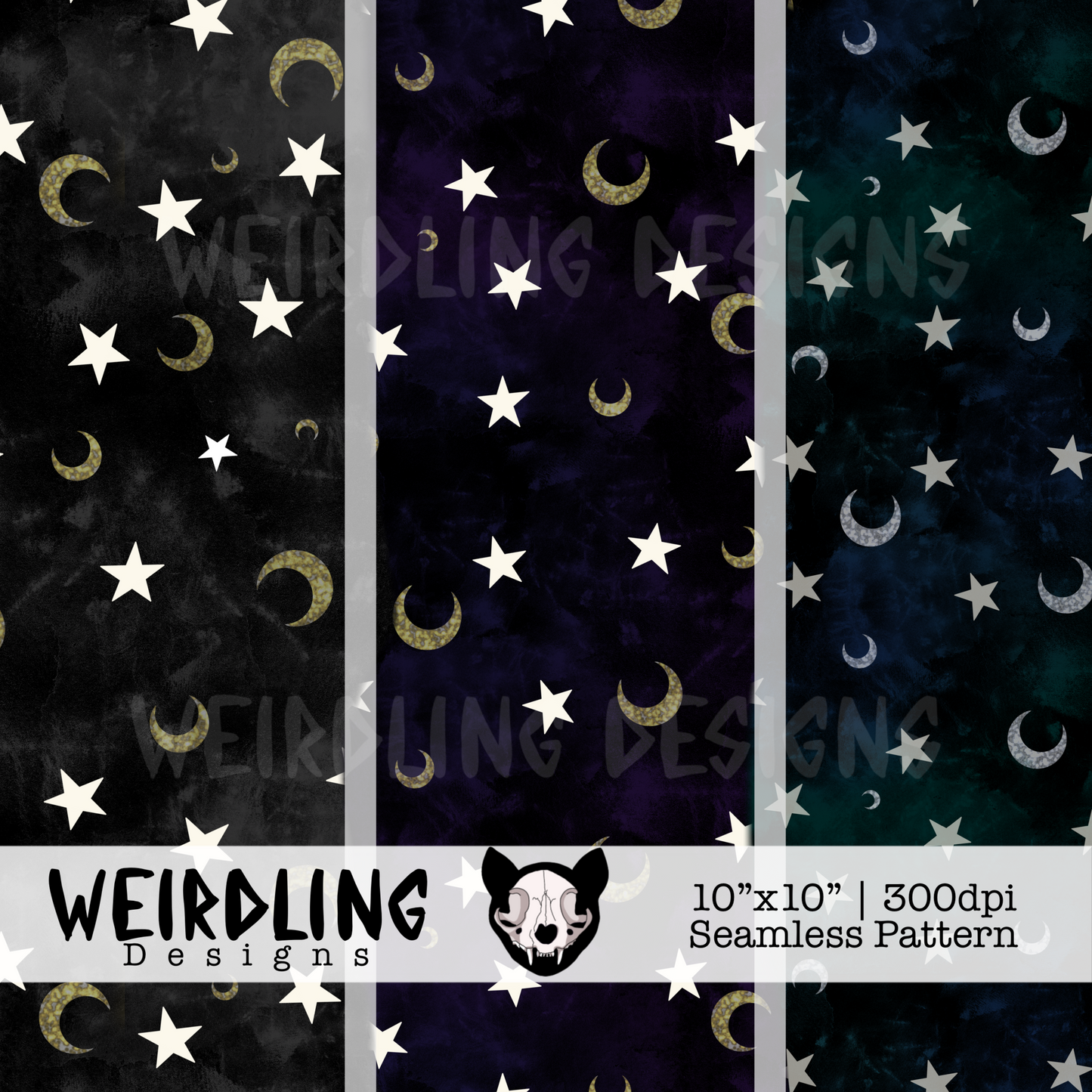 Night Sky - Non-exclusive Seamless Pattern - 3 colourways