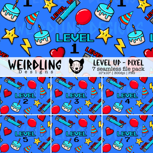 Level Up Pixel - Limited Seamless Birthday Packs - Multiple Colourways