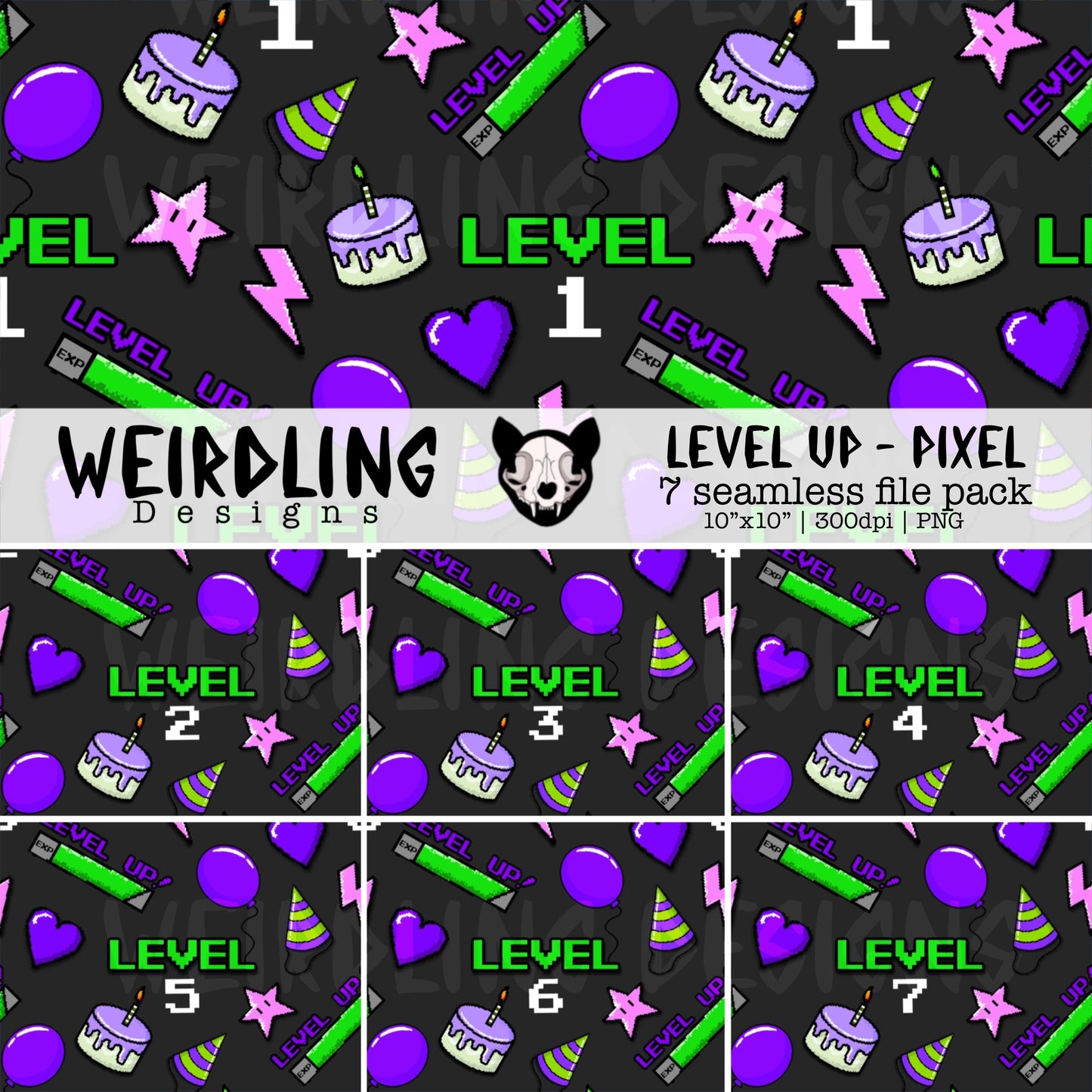 Level Up Pixel - Limited Seamless Birthday Packs - Multiple Colourways