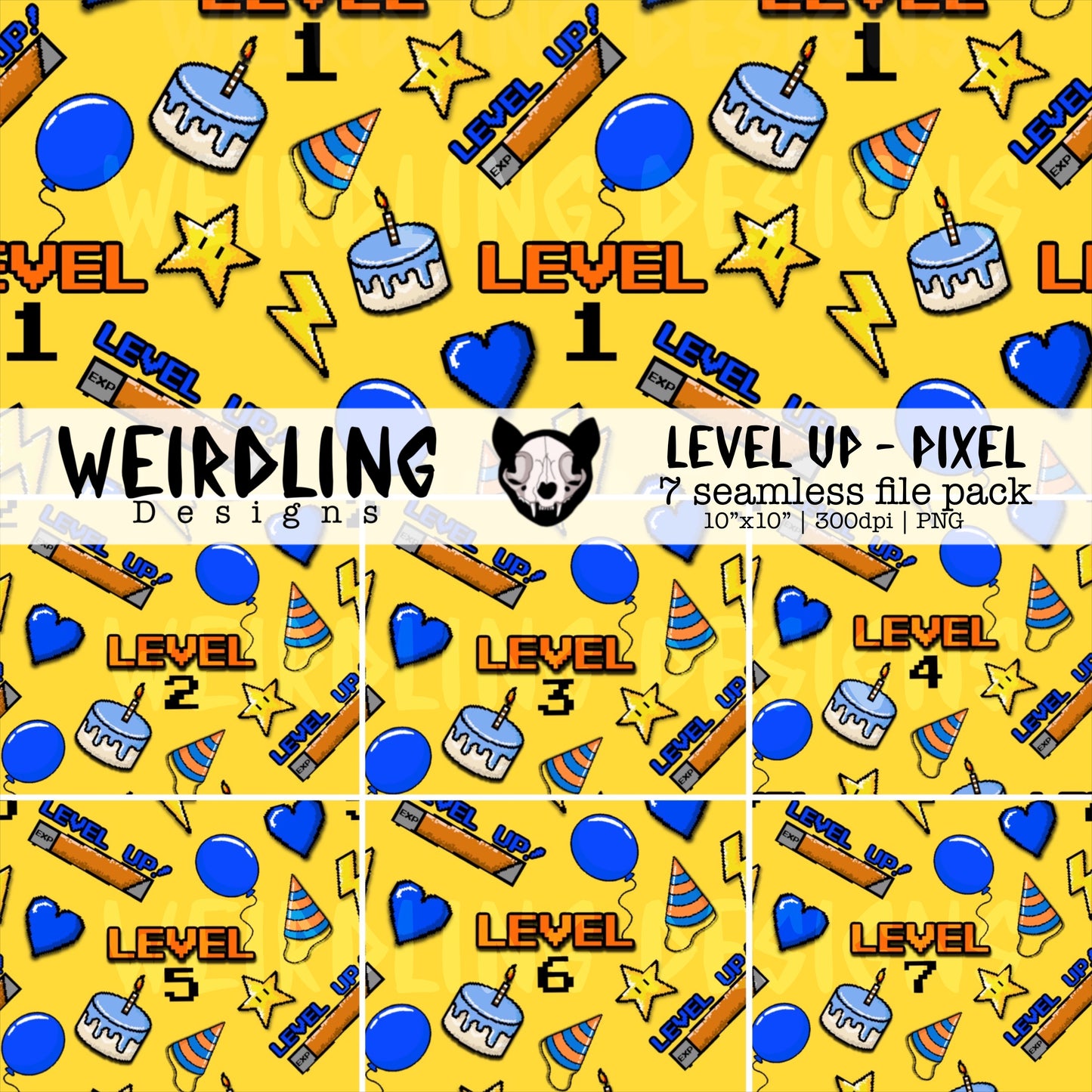 Level Up Pixel - Limited Seamless Birthday Packs - Multiple Colourways