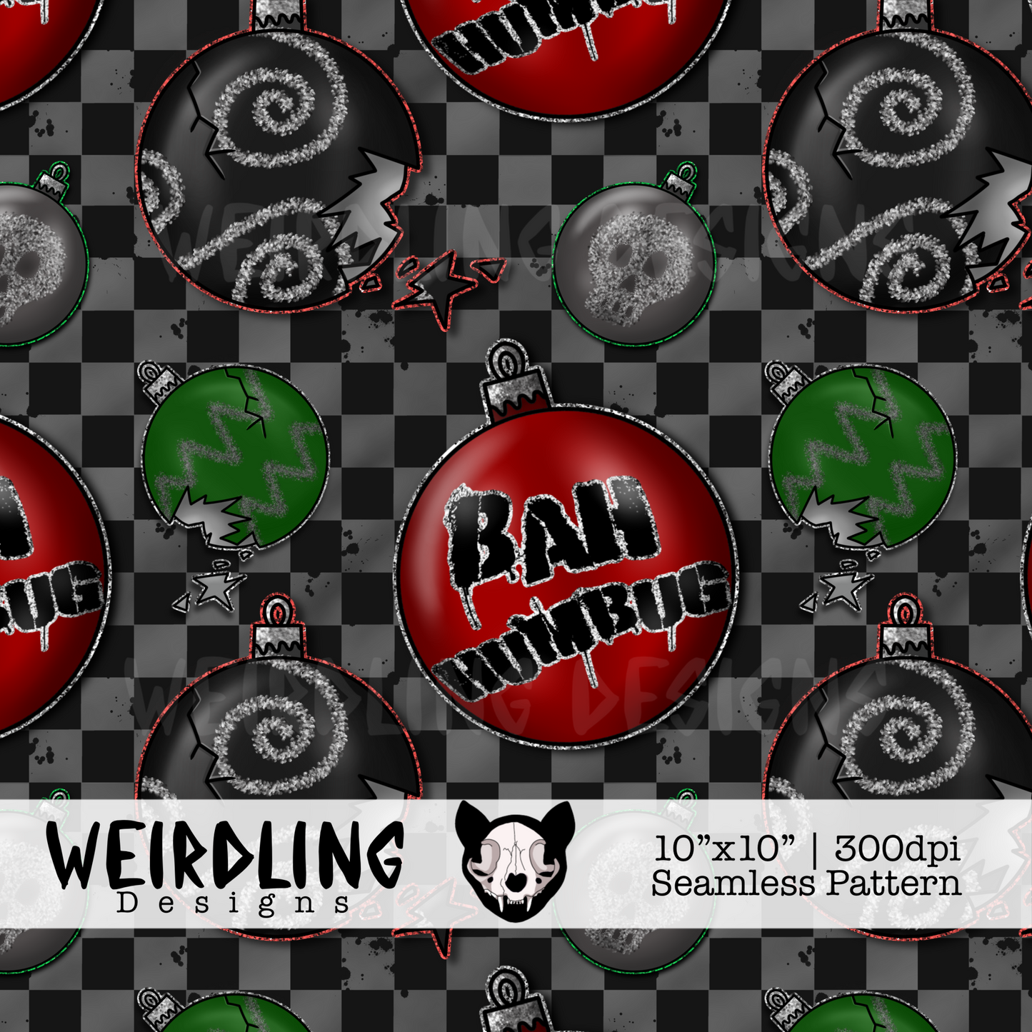 Bah Humbug - Exclusive Seamless Pattern - Multiple Colourways