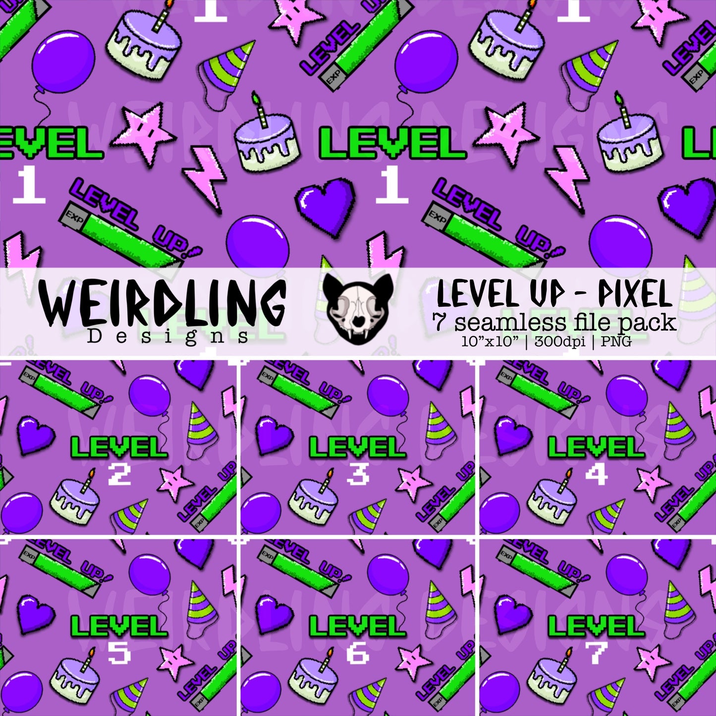 Level Up Pixel - Limited Seamless Birthday Packs - Multiple Colourways