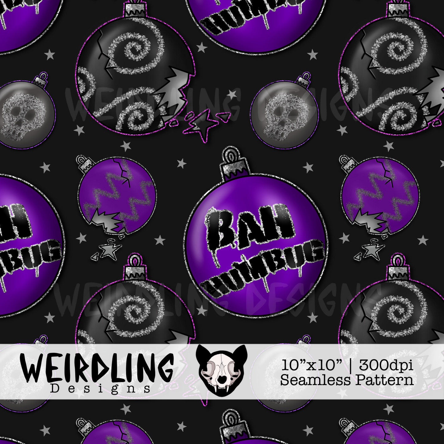 Bah Humbug - Exclusive Seamless Pattern - Multiple Colourways